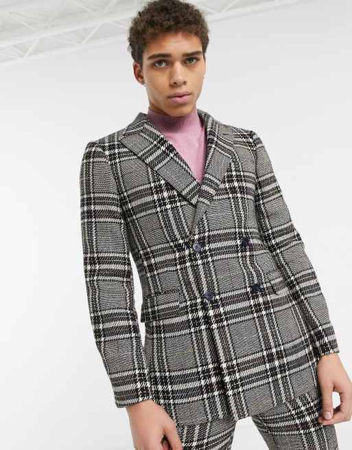 ASOS DESIGN – Kostym i ullblandning med regnbågsfärgat mönster och extra smal passform, 2 av 3