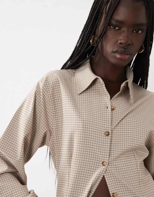 ASOS DESIGN rutig maxiskjorta i brunt, 2 av 4