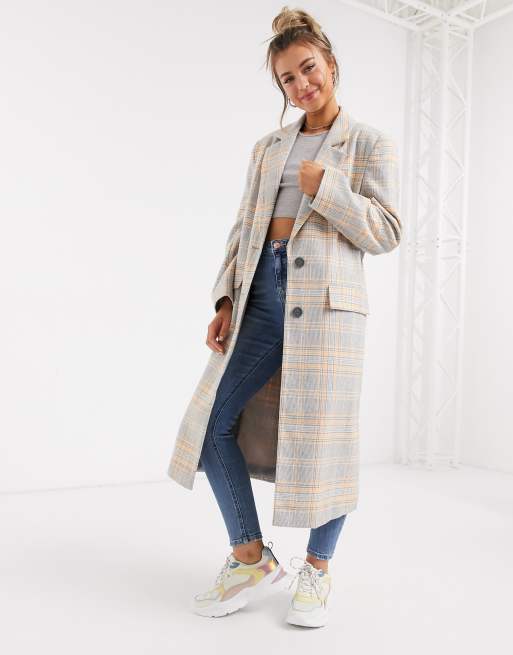 ASOS DESIGN – Rutig oversize-kappa i longline-modell