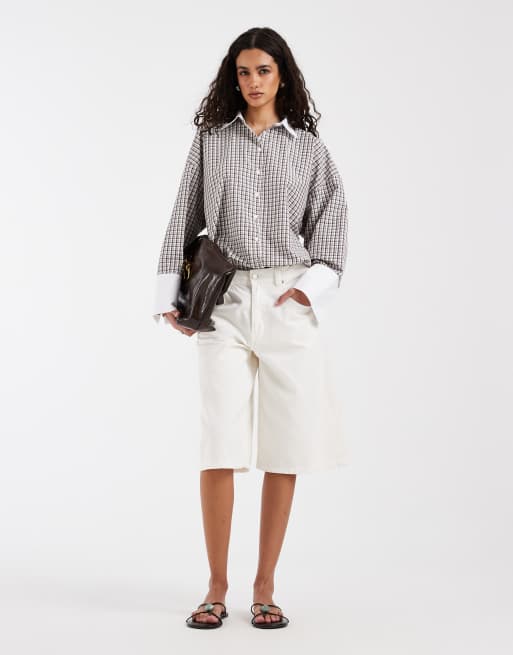 ASOS DESIGN – Rutig skjorta i oversize med kontrasterande manschetter, del av set, 2 av 4