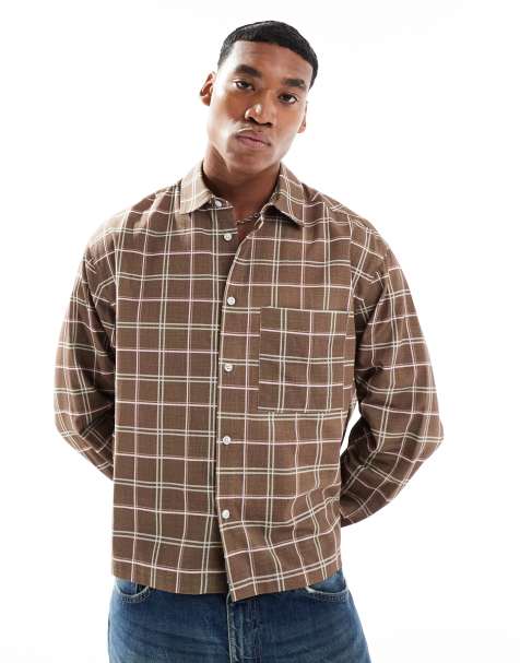 ASOS DESIGN – Rutig skjorta i slubväv med boxig oversize-passform - view 1