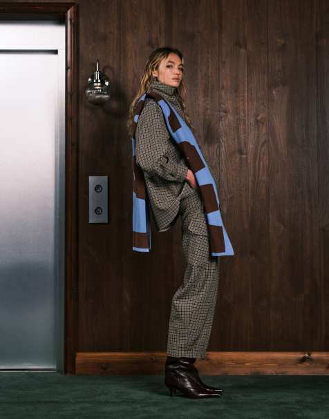 ASOS DESIGN – Rutiga cargobyxor, del av set - view 1