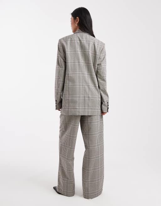 ASOS DESIGN – Rutiga, figursydda byxor i relaxed fit med raka ben, del av set , 3 av 5