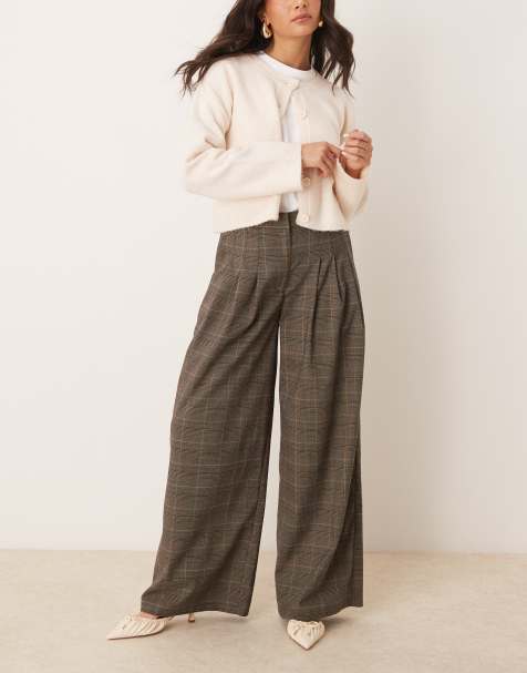 ASOS DESIGN – Rutiga, figursydda byxor med vida ben - view 1
