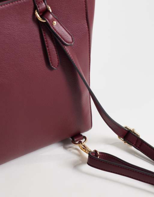 ASOS DESIGN ryggsäckstoteväska i burgundy, 3 av 4