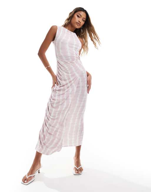 ASOS DESIGN - Rynket midikjole med snoet detalje og batik