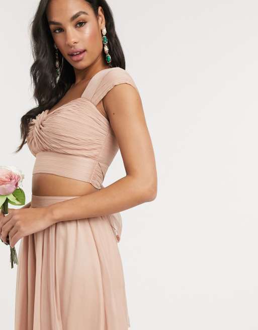 ASOS DESIGN – Mjukt rosa set med crop top och maxikjol, 2 av 3