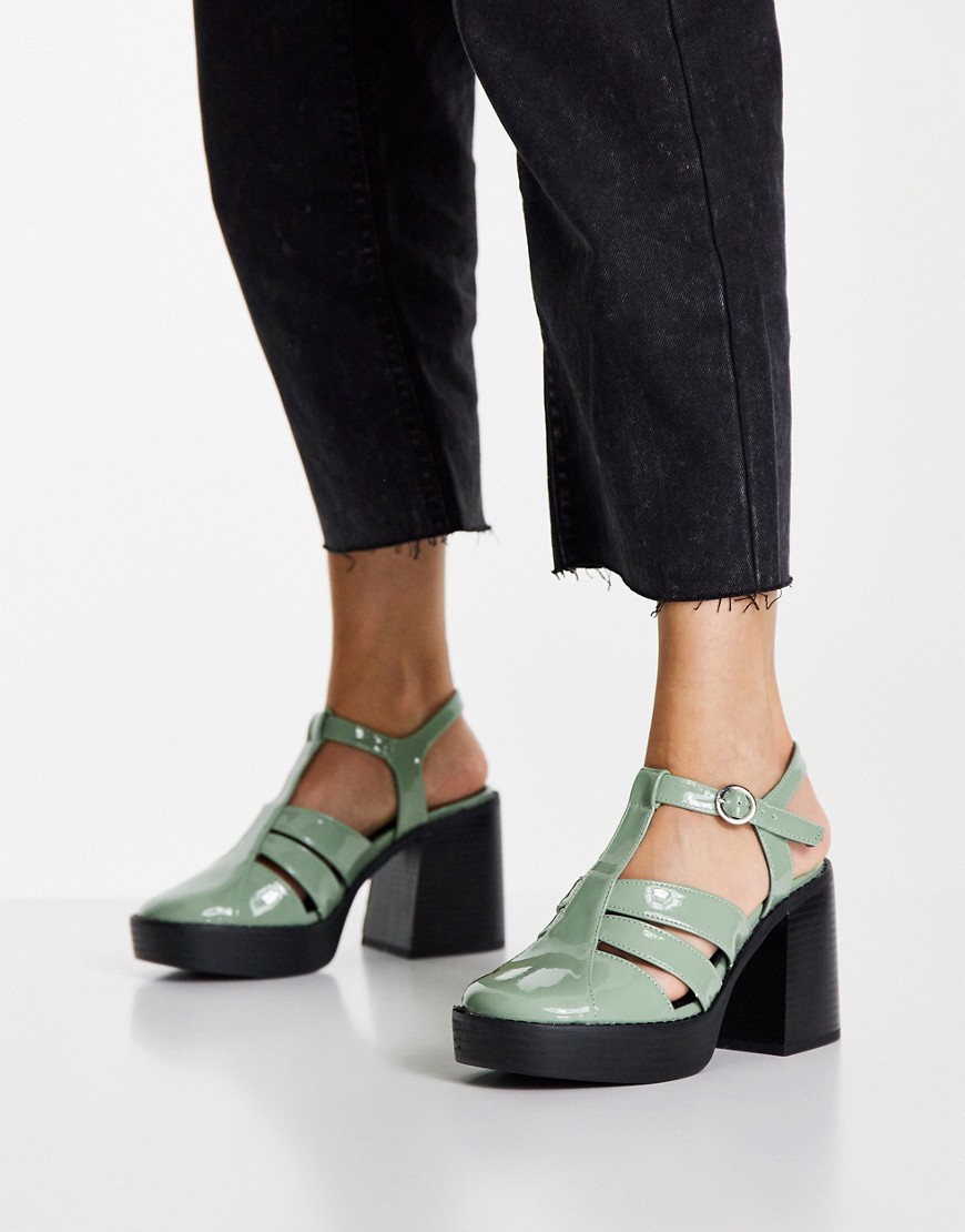 ASOS DESIGN Sabina cut-out heeled shoes in sage green