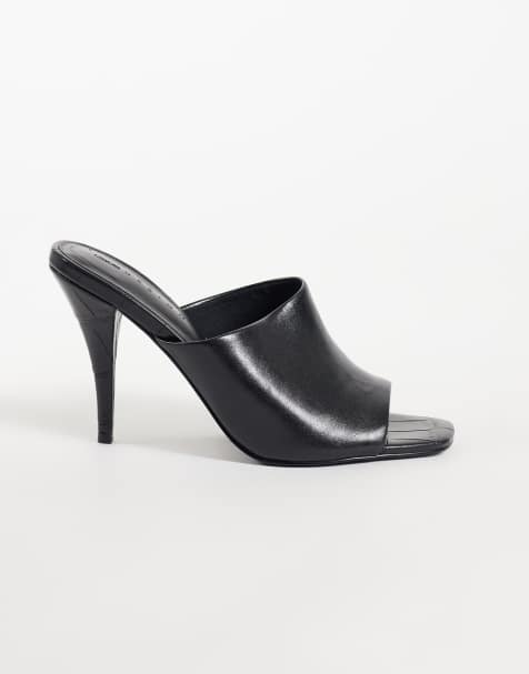 ASOS DESIGN sabot con tacco a cono neri - view 1
