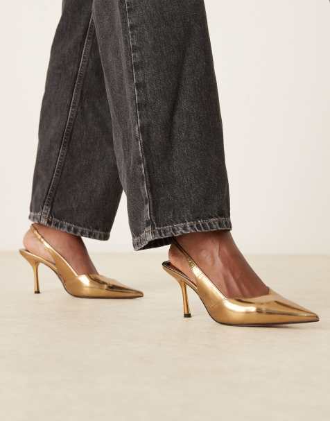 ASOS DESIGN – Sabrina – Brązowe buty na szpilce z paskiem za piętą - view 1