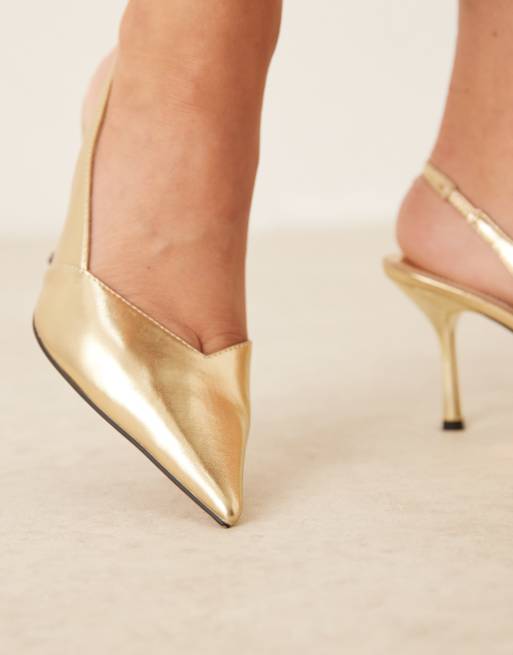 ASOS DESIGN Sabrina Scarpe con tacco a spillo color oro con