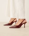 [ASOS DESIGN] ASOS DESIGN Sabrina slingback stiletto heels in burgundy-Red 40 BURGUNDY