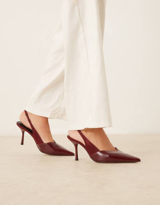 ASOS DESIGN Sabrina slingback stiletto heels in burgundy