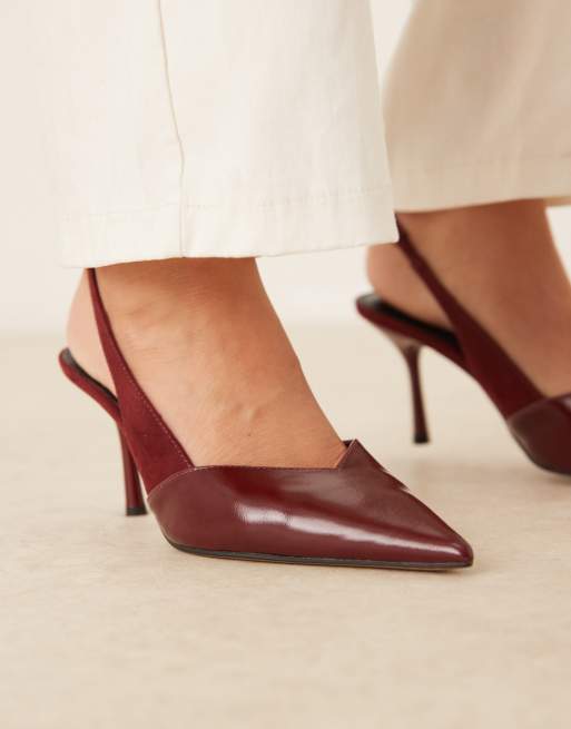 ASOS DESIGN Sabrina slingback stiletto heels in burgundy