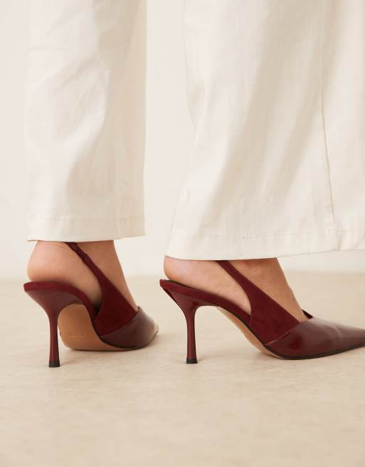 ASOS DESIGN Sabrina slingback stiletto heels in burgundy