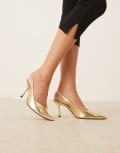 [ASOS DESIGN] ASOS DESIGN Sabrina slingback stiletto heels in gold 38 GOLD