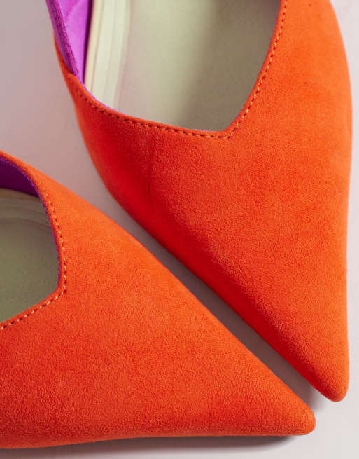 ASOS DESIGN Sabrina slingback stiletto heels in multi suedette, 3 of 4