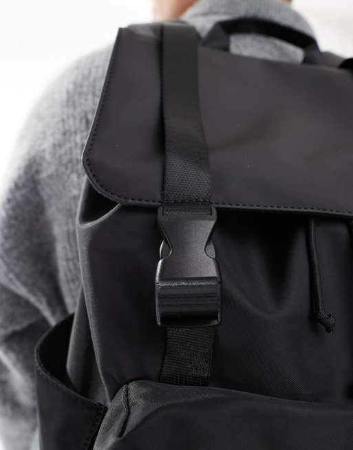 ASOS DESIGN - Sac à dos caoutchouté en nylon à deux bretelles - Noir, 3 de 4