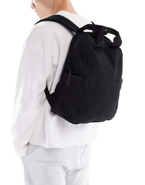ASOS DESIGN - Sac à dos carré en toile - Noir - view 1