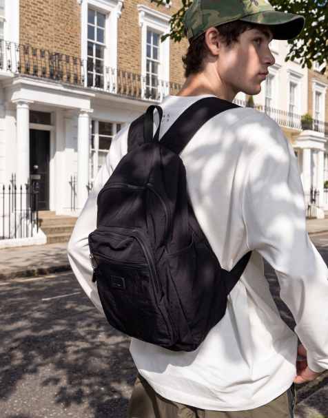 ASOS DESIGN - Sac à dos décontracté en nylon - Noir - view 1
