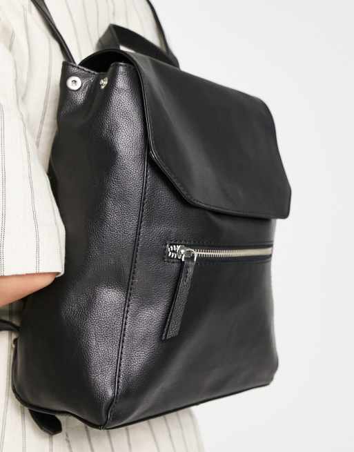 ASOS DESIGN Sac dos en cuir avec d tail zipp Noir