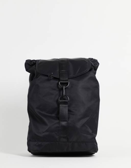 ASOS DESIGN - Sac à dos en nylon avec mousqueton sur l'avant - Noir 