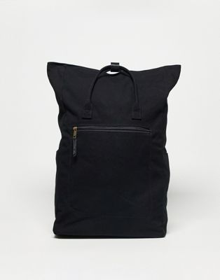 ASOS DESIGN canvas backpack with laptop compartment in black - ASOS Price Checker