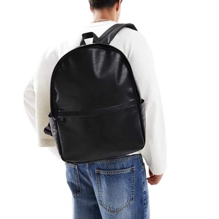 ASOS DESIGN Sac a dos imitation cuir Noir