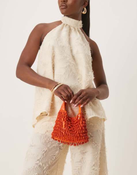 ASOS DESIGN - Sac à main avec perles gouttes d'eau - Orange - view 1