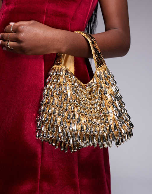 ASOS DESIGN - Sac à main entièrement orné de perles - Doré, 4 de 4