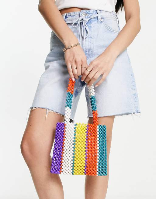 ASOS DESIGN - Sac à main rayé en perles rondes - Multicolore, 4 de 4
