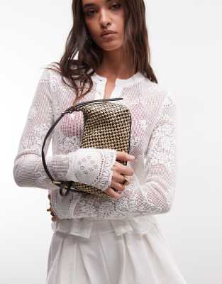 ASOS DESIGN - Sac à main réglable en paille tressée - Noir et naturel-Multicolore