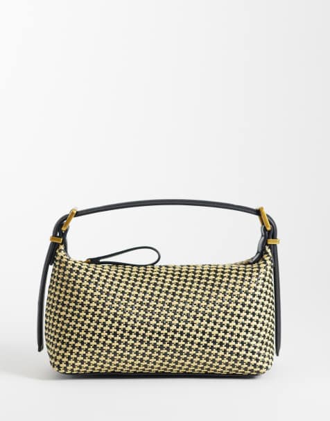 ASOS DESIGN - Sac à main réglable en paille tressée - Noir et naturel - view 1