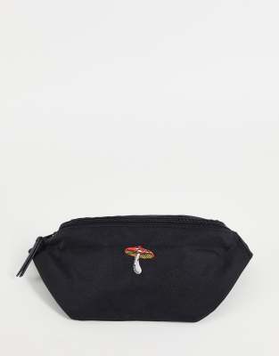 ASOS DESIGN - Sac banane à bandoulière en nylon avec motif champignon - Noir - BLACK
