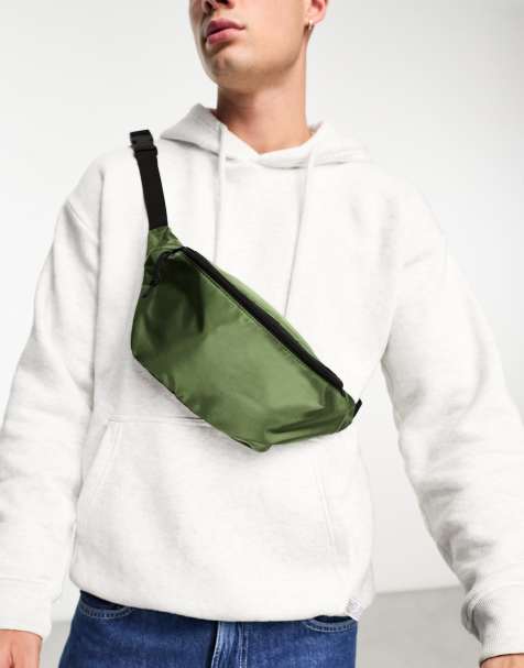 Sac banane zippé vert kaki homme