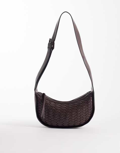 ASOS DESIGN - Sac bandoulière ajustable effet tressé - Chocolat - view 1