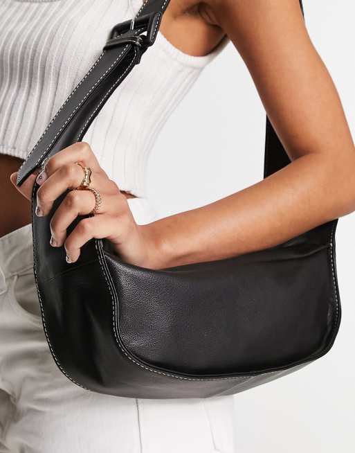 ASOS DESIGN Sac bandouli re en cuir avec base incurv e et