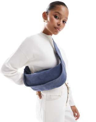 ASOS DESIGN - Sac bandoulière en daim - Bleu
