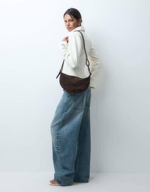 ASOS DESIGN - Sac bandoulière en daim - Chocolat, 2 de 4
