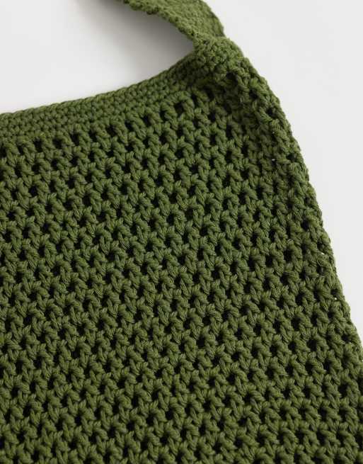 ASOS DESIGN - Sac bandoulière en maille - Vert foncé, 3 de 4