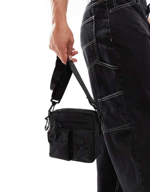ASOS DESIGN - Sac bandoulière en nylon avec poches - Noir, 3 de 4