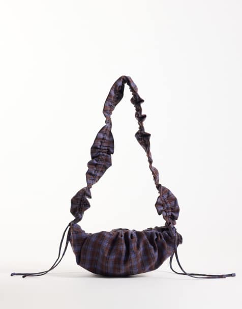ASOS DESIGN sac bandoulière en nylon froncé à carreaux - view 1