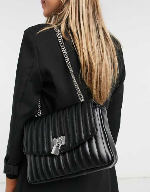 ASOS DESIGN Sac bandouli re matelass avec cadenas Noir