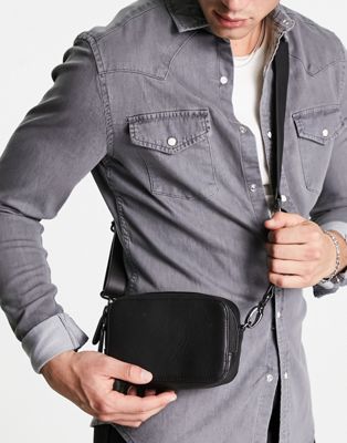 ASOS DESIGN real leather crossbody camera bag in black - ASOS Price Checker