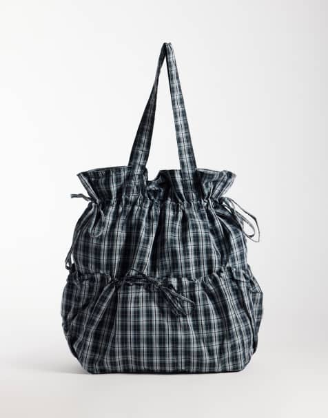ASOS DESIGN sac cabas à poche froncée à imprimé carreaux - view 1