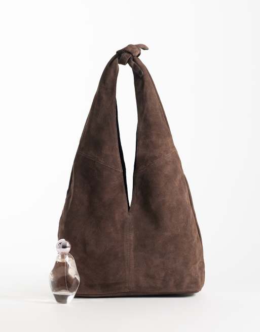 ASOS DESIGN sac cabas en daim chocolat avec anse à nœud, 2 de 4