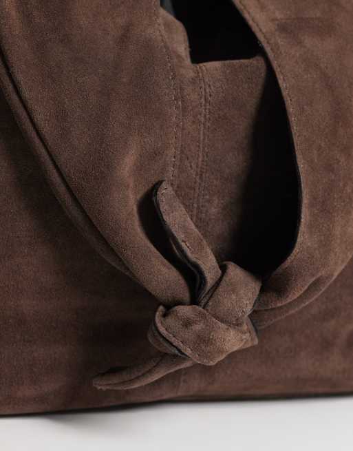 ASOS DESIGN sac cabas en daim chocolat avec anse à nœud, 3 de 4