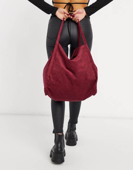 ASOS DESIGN Sac cabas en velours c tel Bordeaux