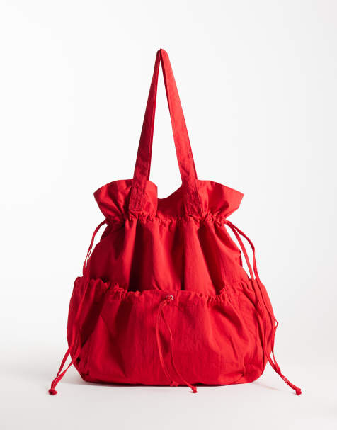 ASOS DESIGN sac cabas froncé à poche rouge - view 1