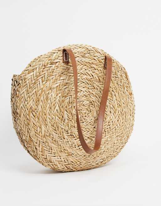 ASOS DESIGN Sac cabas rond en paille Naturel